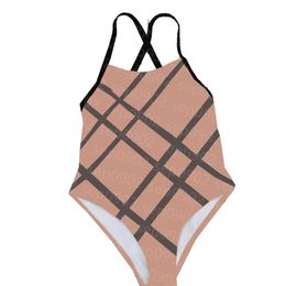 Designer Plaid One Piece Swimsuit Women Casual Beach Swimwear Hot Spring Bathing Suit Summer Breathable Swimsuits