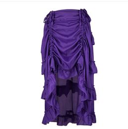 Steampunk Gothic Corset With Skirts Irregular Shirring Pleated Party Maxi Long Skirt High Low Costumes Punk Sexy Women Plus Size For Mother's Days Gift