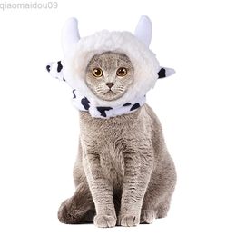 Cat Costumes Funny Dog Cat Hat Cute Cow Headgear For Puppy Kitten Small Dogs Cats Hats Headwear Pet Accessories Photo Props L220810