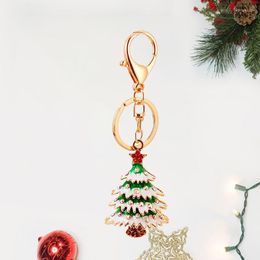 Keychains Rhinestone Christmas Tree Metal Key Rings Pendant Ornaments Holder Party Supplies For Car Miri22