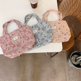 Three-dimensional Embossed Woven Flower Hand Storage Bag Baby Stroller Hanging Bag Mommy Bags Student Hand-held Shopping Handbag