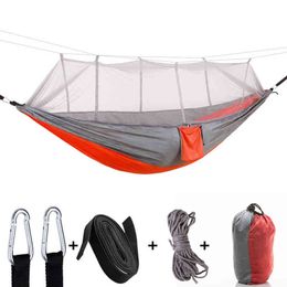 Fonoun Camping Hammock with Mosquito Net Tent Nylon for 2 Persons Breathable 260x140cm Ultra Light FNT663 H220419