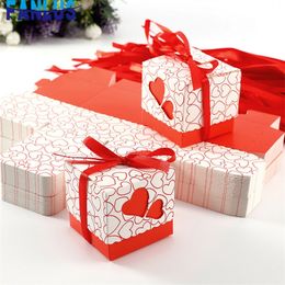 50pcs/lot Dragees Mariage Packaging Candies Box Decorations Gift Heart Candy Boxes with Compartments for Sweets Wedding Baptism 220420