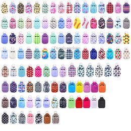 Party Supplies 117 Design Color Reusable Neoprene Hand Sanitizer Holder Cover Pouch Portable Chapstick Holders With Keychain For Clear 30ML Travel Flip Cap Bottle