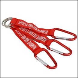 Keychains Fashion Accessories Embroidered Woven Letter Key Ring Remove Before Flight Keychain Red Keyfobs Holder Aviation Safe Dhy8B