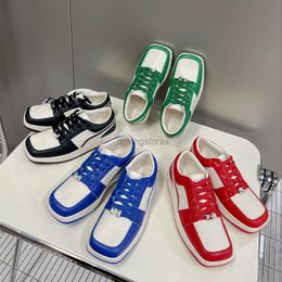 casual shoes trends UK - 2022 Square Toe Casual Shoes New Classic Leather Shoe Women Men Color Matching Casual Sports Shoes Trend - LF