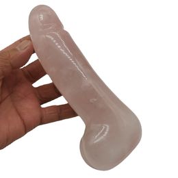 17cm Natural Pink Crystal Simulation Female Massage Stick Arts Home Decoration Ornament