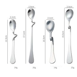 Kitchen tools Home Tea Coffee Spoons Honey Drink Adorable Stainless Steel Curved Twisted Handle Spoon U handled V Handle Jam SpoonsZC1255