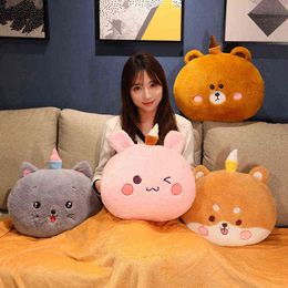 1Pc 4235Cm Cartoon Animal Plush Hand Warmer Cushion Cute Rabbit Cat Bear Shiba Inu Dog Peluche Toy Stuffed Soft Sofa Cushion J220729