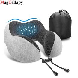 U-Shape Massage Pillow Travel Aeroplane Memory Foam Cervical Neck Pillows Car Head Neck Rest Air Cushion for Sleep Health Care 220507