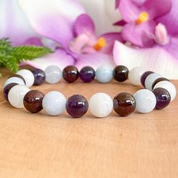 MG1490 Aquarius Zodiac Gemstone Bracelet Moonstone Aquamarine Garnet Amethyst Bracelets February Birthstone Aquarius Gift