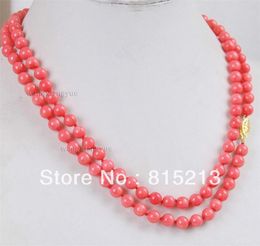 Chains Ddh00156 Long 35inch 6mm Japan Pink Coral Round Beads NecklaceChains