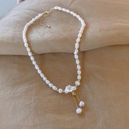 Pendant Necklaces Minar Textured White Colour Shell Flowers For Women Baroque Freshwater Pearl Beaded Choker Necklace PendientesPendant