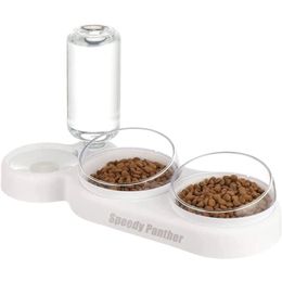 Raised Cat Food Bowl with Water Dispenser 15 ° Tilted Double Stand for Wet Dry Plastic Pet s Dogs 220323