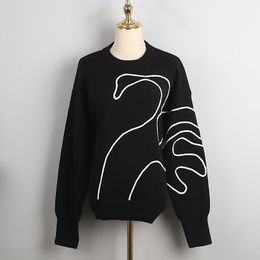 59 2022 Sommer Kint Pullover Long Sleeve Crew Neck Marke Gleicher Stil Pullover schwarzer Frauenkleidung DL