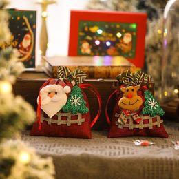 Noel dekorasyonları karikatür sevimli üç boyutlu bebek kafa hediye çantası elma çocukları paket cep 2022 mutlu yıl
