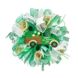 Decorative Flowers & Wreaths Northern Irish Festival Green Garland Ribbon Hanging Wreath Home Wall Party Leaf Decoration Outdoor Indoor Luck