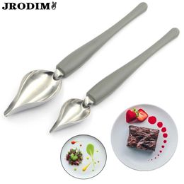 2Pcs Culinary Drawing Spoons Chef Pencil Sauce Painting Spoon Chocolate Cream Cake Decoration Kitchen Accessories 220509