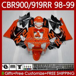 Bodywork For HONDA Orange black CBR 900 919 RR CC 98-99 Years Bodys 127No.3 CBR 919RR 900RR 900CC 919CC CBR919 CBR900 RR CBR919RR 98 99 CBR900RR 1998 1999 Fairing Kit