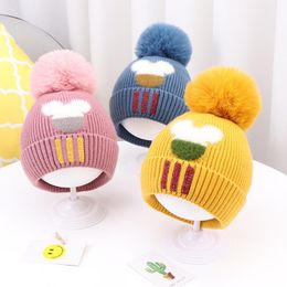 Caps & Hats Korea Cartoon Winter Hat For Children Knit Baby Born Toddler Girls Boy Bonnet Kids Hair Accessories 2-6 YearsCaps