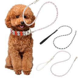 Dog Collars & Leashes 1.25m Leash Beads Decoration Break-Away Training Tool Pet Rope Collar Accessories For Small Medium DogsDog