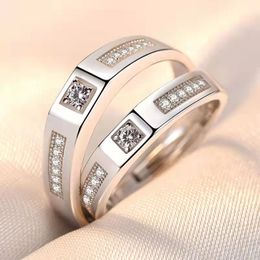 4.74mm Width Copper Plated Platinum Couple Rings Solid Adjustable Men Women 7-Shape Opening Engagement Wedding Finger Jewelry Gift For Lover Accessory