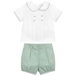 2Pcs Summer Toddler Baby Boys Clothes Set Spanish born Gentleman Suit Kids Short Sleeve Shirt Shorts Outfit Boy Clothing 220507