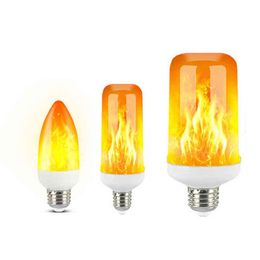 2021 New LED Dynamic Flame Effect Fire Light Bulb E27 B22 E14 LED Corn Bulb Creative Flickering Emulation 5W 12W LED Lamp Light H220428