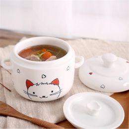Adeeing Cute Ceramics Stew with Two Ears Microwave Oven Pressure Cooker Available for Kitchen Cooking T200523