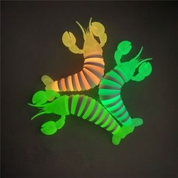 Luminous Fidget Slug Toy Articulated Flexible 3D Lobster Shaped Joints Curled Relieve Stress Toys For Children Aldult DHL FREE Y02