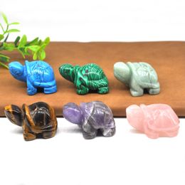 1.5" Natural Stone Tortoise Statue Healing Crystal Quartz Hand Carved Sea Turtle Figurine Reiki Gem Fengshui Home Decoration