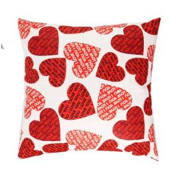 Valentine's Day Pillow Case Fashion Love Print Short Plush Pillowcase Sofa Decoration Ornament