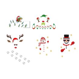 Wall Stickers Big Size Waterproof Creative Weird Snowman Christmas Door Party Decoration Floor Sticker Home Decor