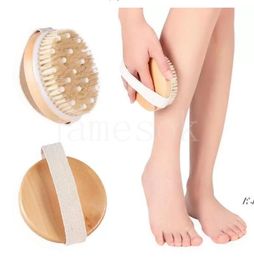 Bath Brushes Dry Skin Body Soft Natural Bristle Brush With Massage Point Wooden Baths Shower Brushess SPA Bodys Brush Without Handle DE513