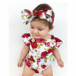 -Mompers Lindo patrón floral Floral Baby Girls Ropa Monta de montura Tabla de diadema Ifant para niños recién nacidos Set 71 E3