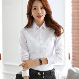 Women Cotton Shirts White Shirt Women Long Sleeve Shirts Tops Office Lady Basic Shirt Blouses Plus Size Elegant Woman Blouse 5XL 210308