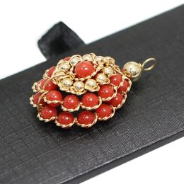 -Collares colgantes BeadersNice Red Red Red Coral Fine Joyería para el collar Fabricación de la boda 39770