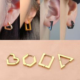 hexagon huggie earrings UK - Hoop & Huggie Bohemian Earrings Geometry Triangle Hexagon Gold Yellow Stainless Steel Woman Heart AsymmetricalHoop