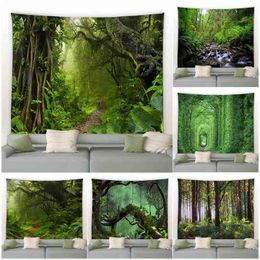 Tapestry Tropical Rainforest Landscape Tapestry Green Plants Trees Vines Nature