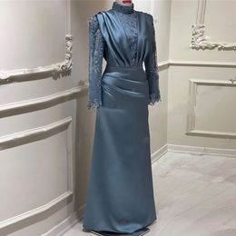 Graceful Islamic Hijab Evening Dresses Beaded Prom Gown With Detachable Train Formal Arabic Dubai Special Ocn Dress 326 326