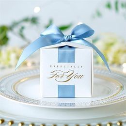 Upscale Wedding Favours Gift Box Candy Boxes for Christening Baby Shower Birthday Event Party Supplies Wrap Holders with Ribbon 220427