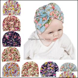 Caps Hats Europe Infant Baby Girls Hat Knot Flower Headwear Child Toddler Kids Beanies Turban Donuts Florals Children Ac Mxhome Dhcio