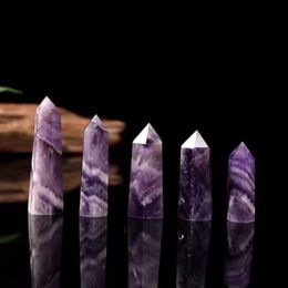 Ability Quartz Pillar Dream Amethyst Crystal Tower Arts Ornament Mineral Healing wands Reiki Natural six-sided Energy stone Transport gas