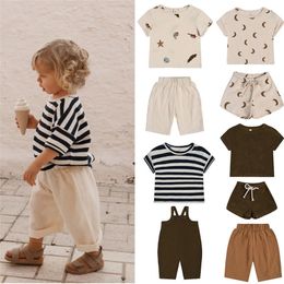 EnkeliBB O Z Summer Ocean Collection Short Sleeve T shirt and Shorts Sets Kids Genderless Cotton T Shirt Designer Clothes 220715