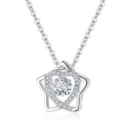 Silver Hexagram Star of David Crystal Heart Pendant Necklace for Mom CZ Rhinestone lucky Love Heart Choker Mother Day Jewellery Gift Women Girls