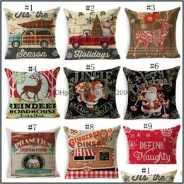 Pillow Case Bedding Supplies Home Textiles Garden Ll Christmas Retro Linen Cushion Er Square Throw Ers Jj