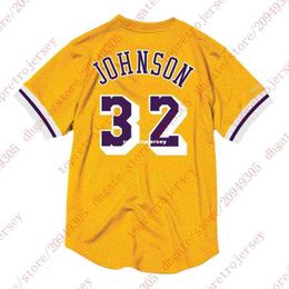 Top #32 Johnson Custom Mesh Jersey Shirt Mens Stitched Tee Yellow Basketball Jerseys vest Shirt