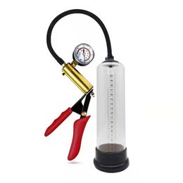 New Male Penis Vacuum Pump Enlargement Water Air Exerciser with Gauge Dick Enhancer Extender Stretcher Massager sexy Toys For Men