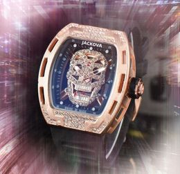 Luxury Man Woman Skull Hollow Diamonds Watch Lady Dress Popular Casual Fashion Rubber Silicone Band Automatic Quartz Movement Imported Crystal Mirror Wristwatch