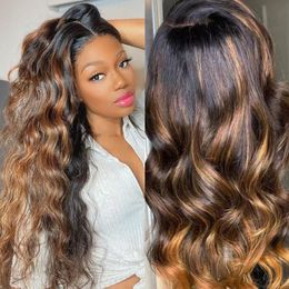 #FB30 Highlight Balayage Body Wave Lace Front Wig Human Hair Shadow Root Wigs, Brazilian Virgin hd frontal wigs 13x4